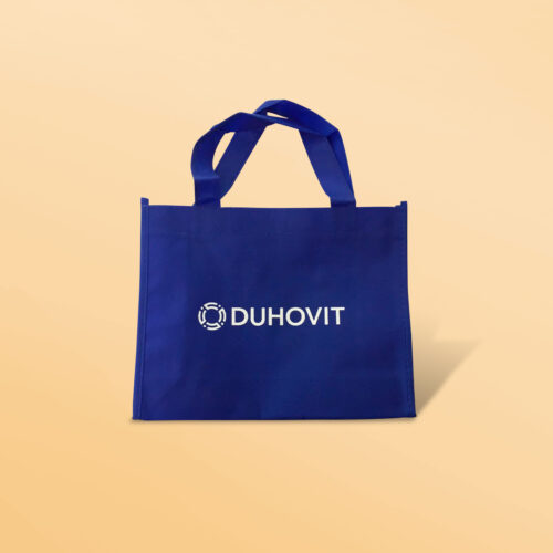 Bolsa TNT azul oscuro con logotipo estampado en blanco de Duhovit