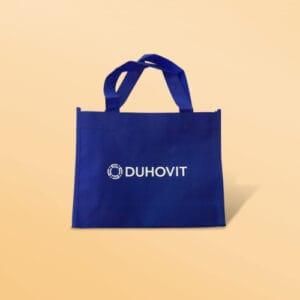 Bolsa TNT azul oscuro con logotipo estampado en blanco de Duhovit