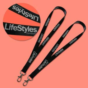 Lanyard negro con logotipo sublimado de Lifestyles