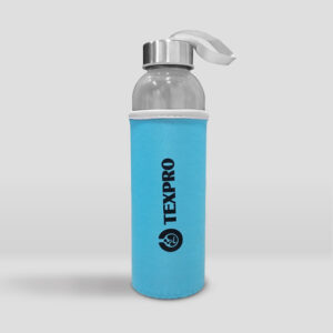 Botella de vidrio con funda 500ml texpro celeste