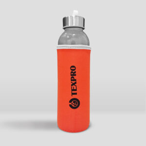 Botella de vidrio con funda 500ml texpro naranja