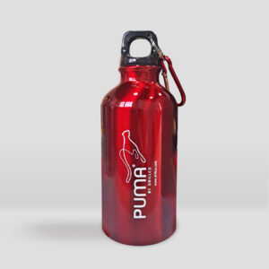 Botella de aluminio 400ml color rojo con logotipo puma by drillco
