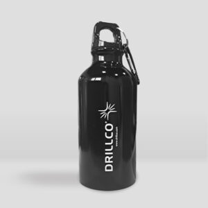 Botella de aluminio 400ml color negro con logotipo drillco