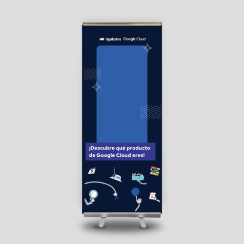 Pendón roller 200x80 cm con diseño Tigabytes Google Cloud