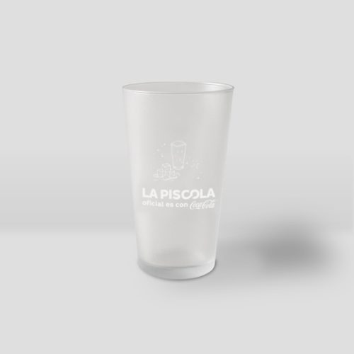 Vaso Piscolero de Polipropileno 380cc de cocacola logo blanco