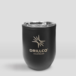 Mug polipropileno y acero inoxidable negro con logotipo drillco