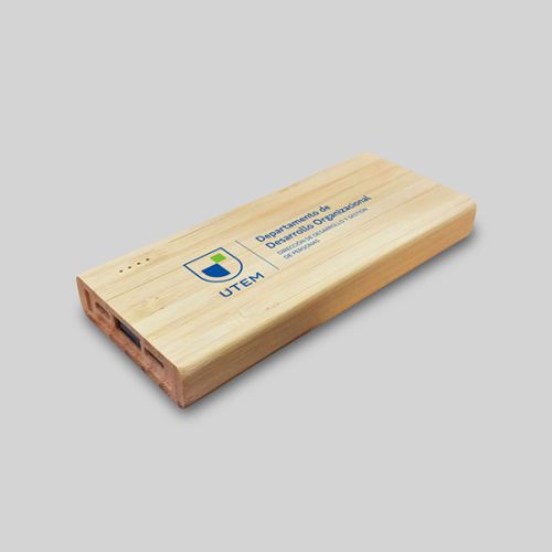 Power Bank de bambú con logotipo UTEM