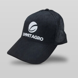 Jockey con malla de algodón negro con logotipo de la empresa summit agro