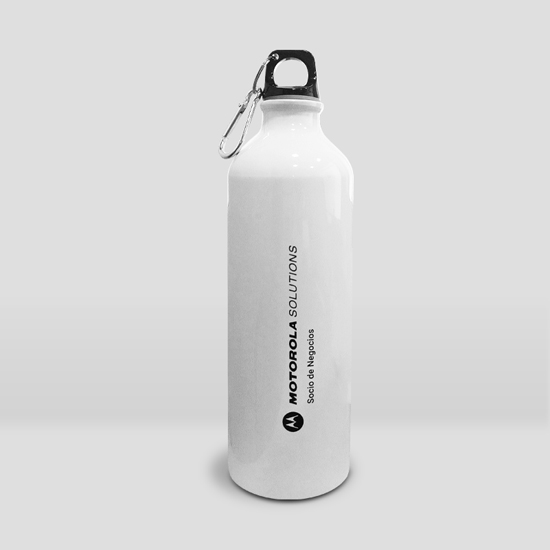 Botella de aluminio 750ml blanca con logotipo Motorola Solutions