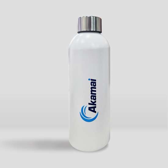 Botella de Aluminio Mate 750ml blanco con logo Akamai