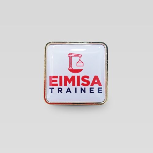 Pins con dome borde base dorada logo EIMISA