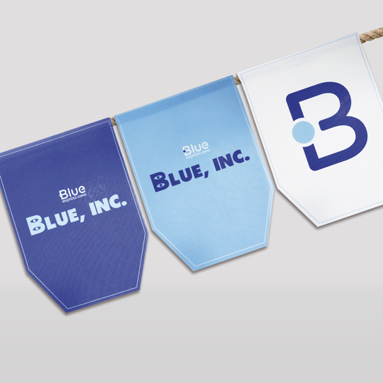 Banderines azul, celeste y blanco Copec