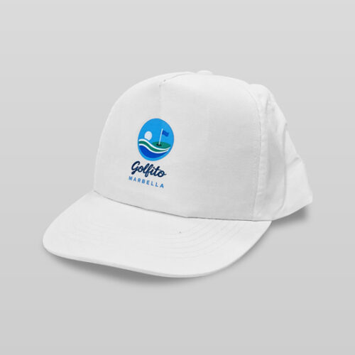 Jockey de Poliéster RPET blanco con logotipo golfito marbella