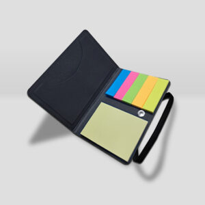 Memo set de PU negro, con notas fluor