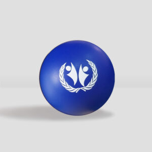 Pelota Anti Stress azul con logotipo Sain George
